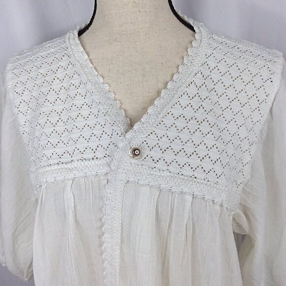 HANDMADE Womens Boho Cardigan White Small / Medium Lace Boho Pockets - Picture 5 of 6